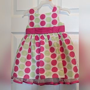 Pink and green poka dot dress